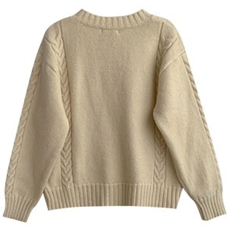 Женский винтажный кардиган Harajpoo однотонный трикотажный с круглым вырезом