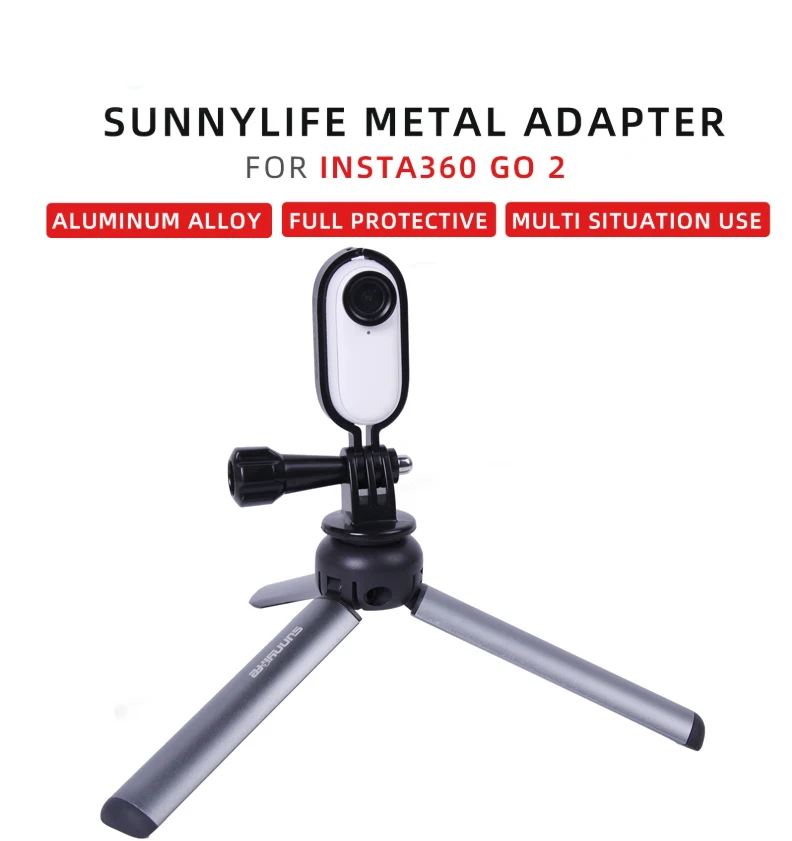 

Sunnylife Metal Protective Frame 1/4in Adapter Mount Bracket Adjustable Angles Camera Accessories For Insta360 GO 2