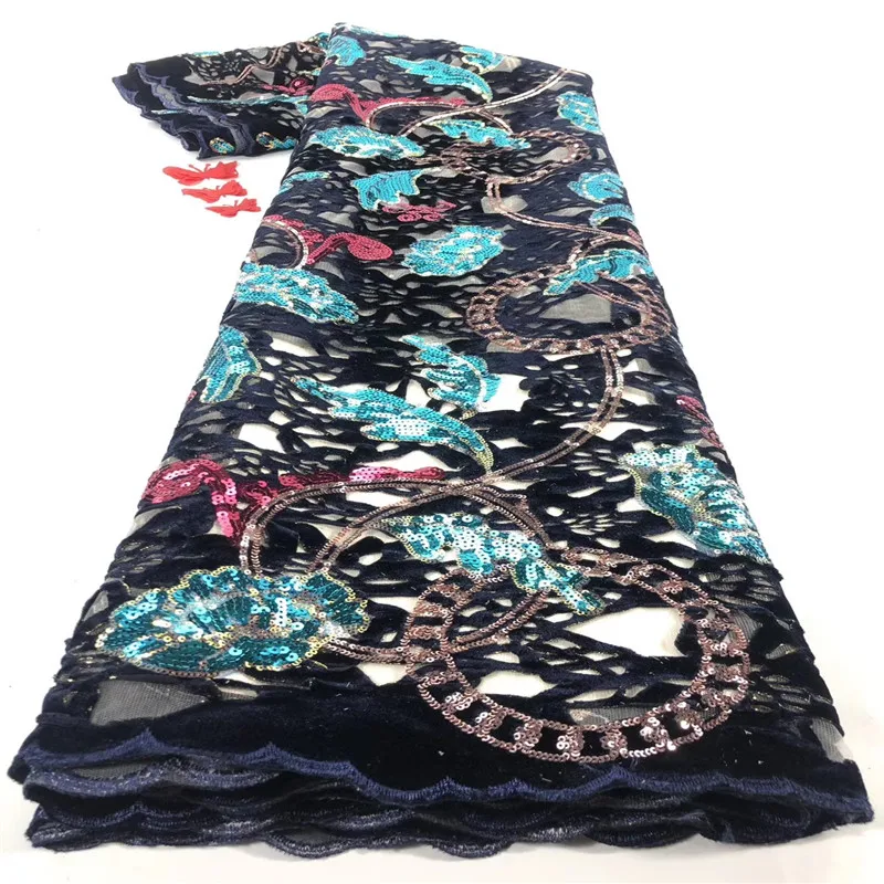 

Madison Hot Sale Velvet Lace Fabric with Sequins African Net Laces Fabrics Embroidery French Mesh Tulle Lace Fabric 5Yards