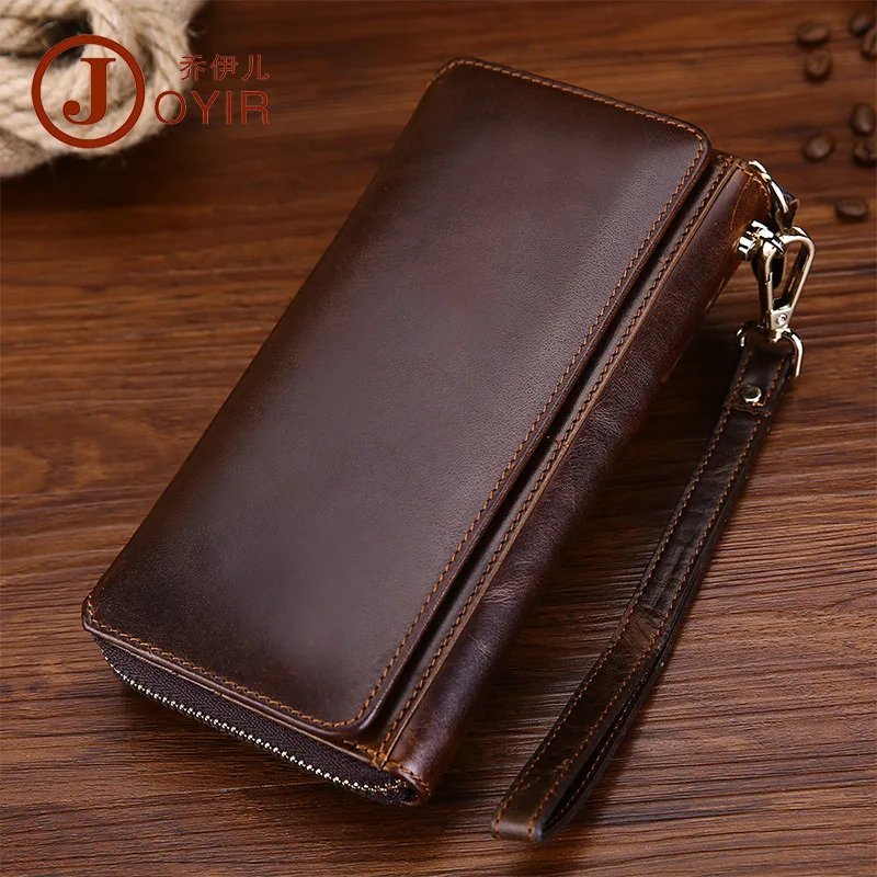 

Genuine Leather Men Vintage Wallet Long Designer Famous Brand Clutch Bag Cash Pocket ID Credit Card Holder Coin Purse New