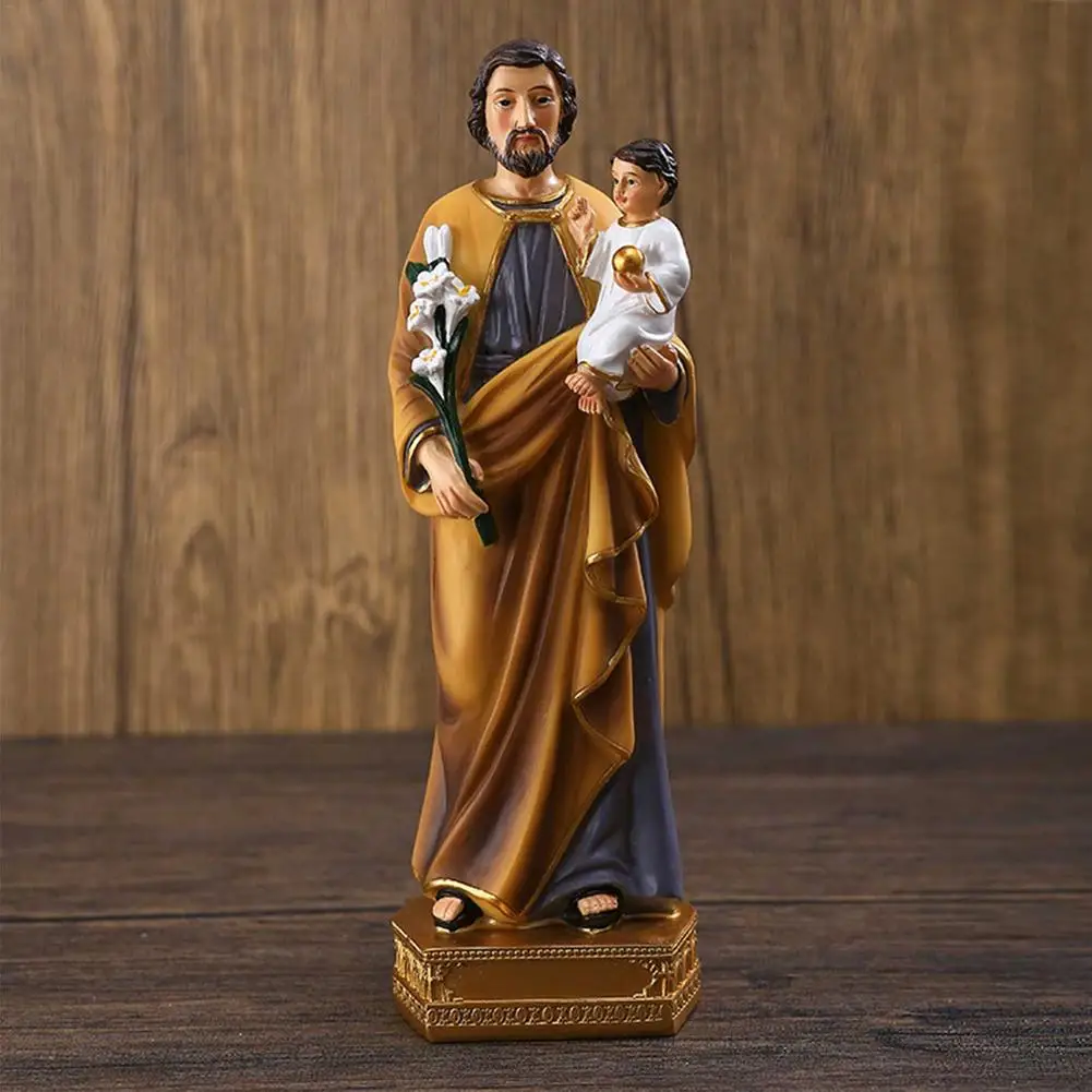 

Saint Joseph Carrying Child Jesus Statues Religious Figurines Resin Model Sculpture St. Joseph God Christ Church Desk Decoration