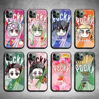 cute cartoon pocky cookies phone case tempered glass for iphone 12 11 pro max mini xr xs max 8 x 7 6s 6 plus se 2020 cover