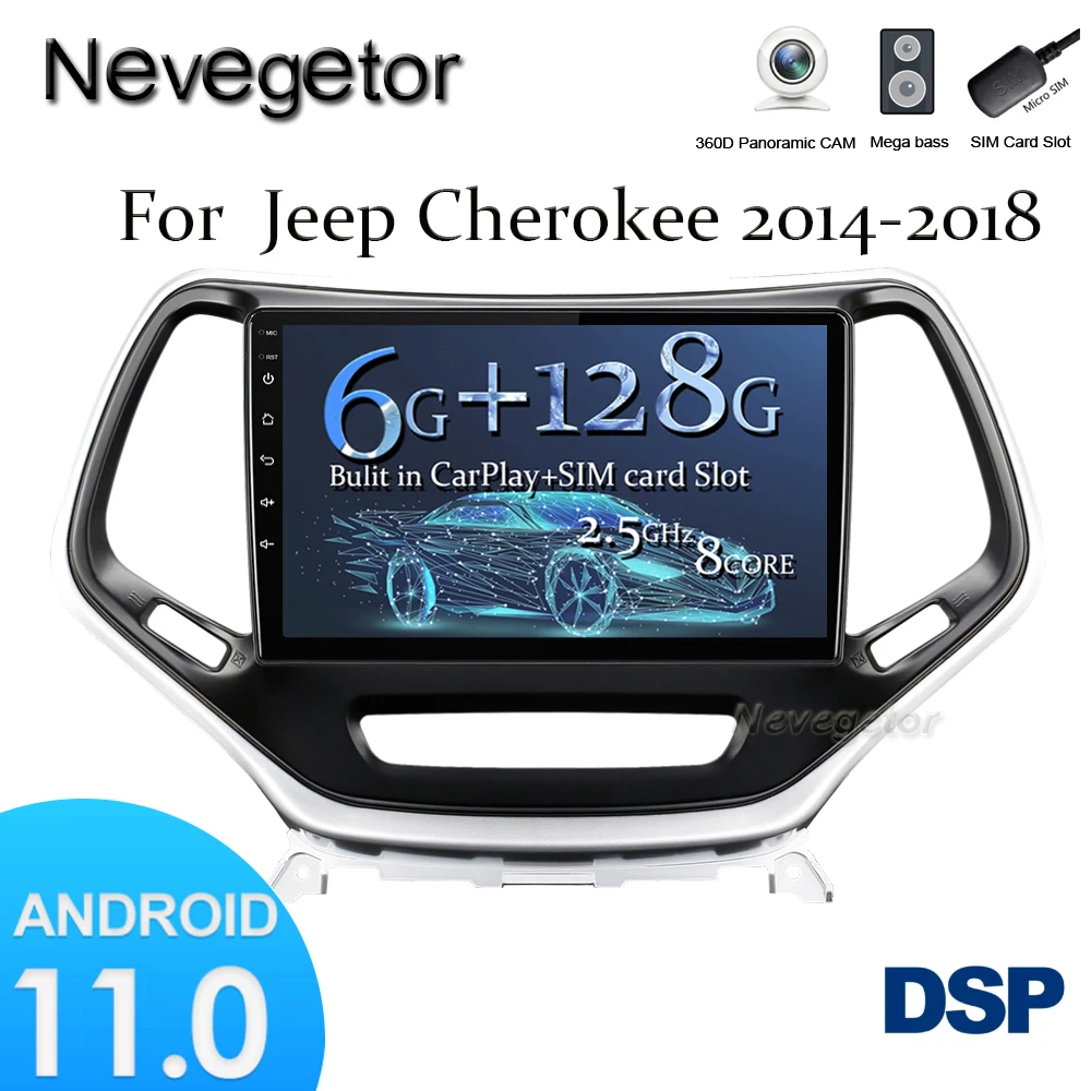 Автомобильный радиоприемник 4G WIFI для Jeep Cherokee 5 KL 2014-2018 мультимедийный видеоплеер
