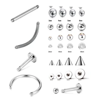10pcs threaded barbell blanks eyebrow rose belly bars curved rod surgical steel 14g 16g helix labret piercing spare all