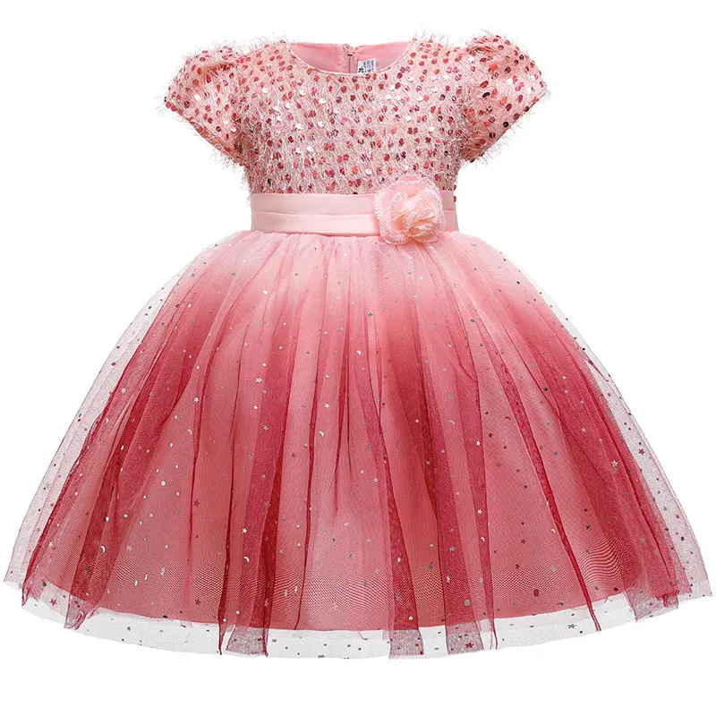 

Cute Girls Birthday Wedding Gown Tutu Princess Dress Sequins Flower Girls Children Clothing Kids Party Dresses For Girl Clothes