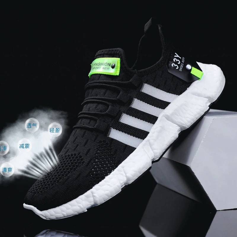 

Flying Woven Breathable Men's Sneakers Couple Popcorn Running Shoes Ultralight Large Size 46 Casual Sports Walking Jogging Shoes