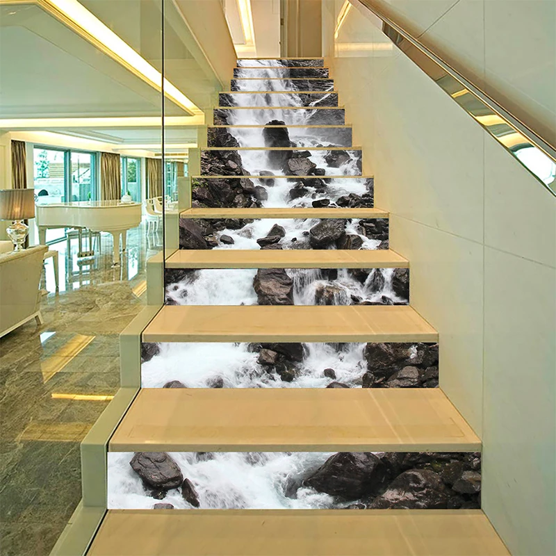 13 шт./компл. 3D пейзаж Водопад для лестницы и пола наклейки водонепроницаемые