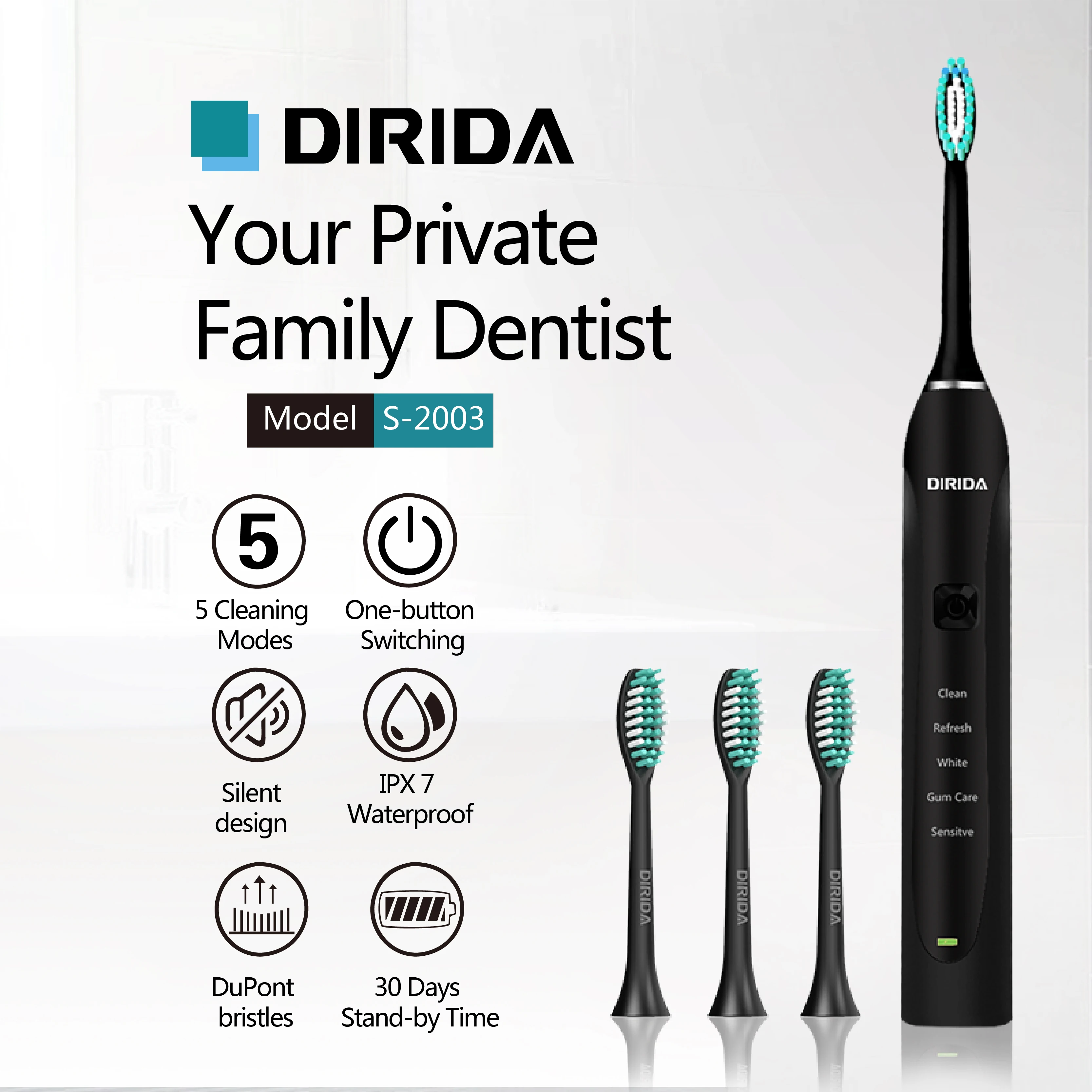 Электрическая зубная щетка для взрослых 5 режимов работы водостойкая | Бытовая