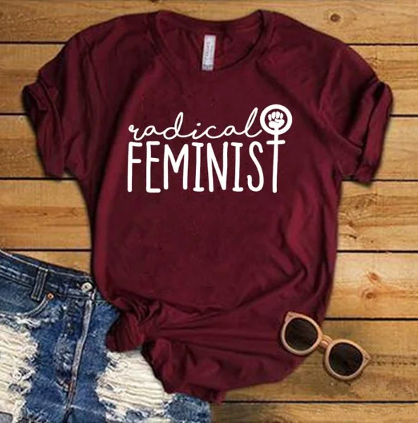 

Feminist Women's T-shirt Radical Feminist Feminism Fist Letters Printed Women O-Neck Casual Cotton Funny Graphic Tops Tee
