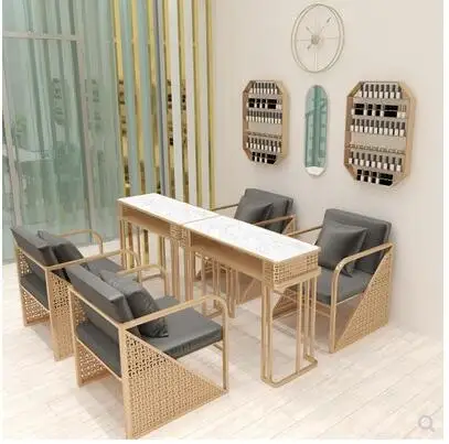 

New Nordic Marble Manicure Table Single Double Three Manicure Table and Chair Set Manicure Table Net Red ins