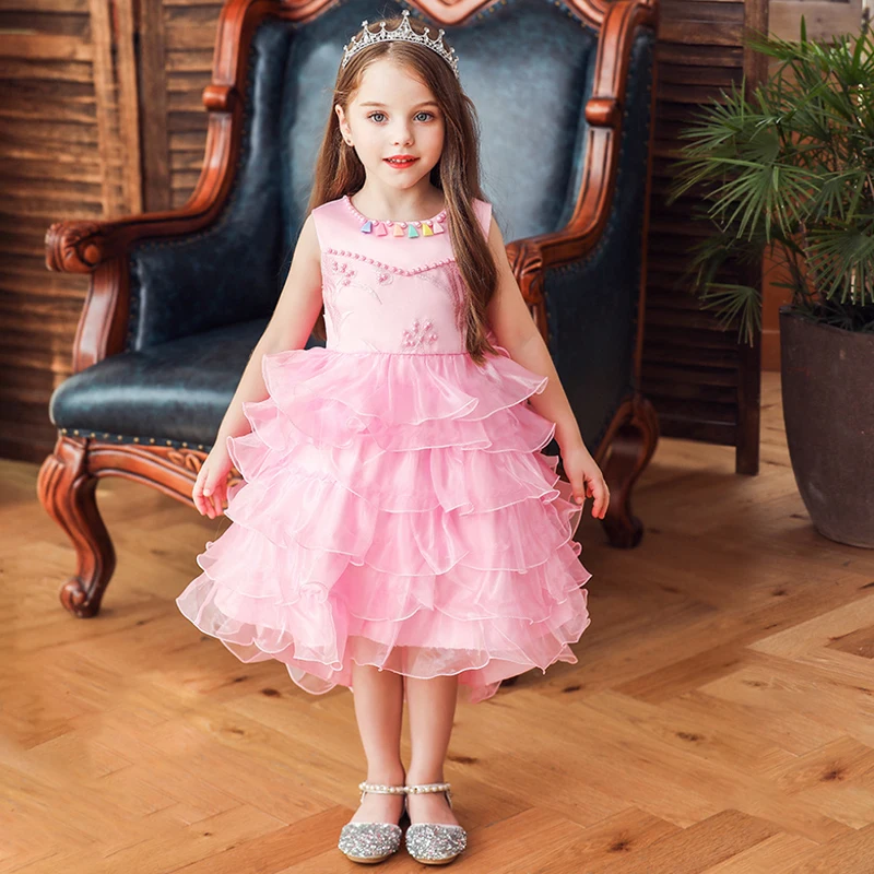 Платье принцессы с цветами для девочек летнее платье-пачка свадьбы дня рождения