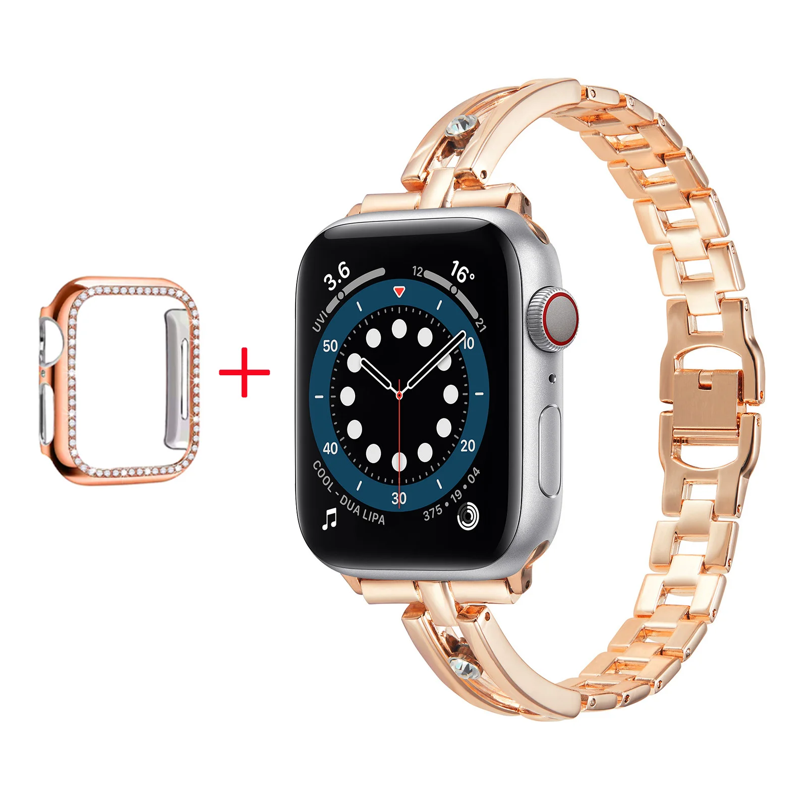 women bling bands for apple watch 6 5 4 SE 40mm 44mm band for iwatch 3 2 1 38mm 42mm Bracelet Stainless Steel Metal shiny strap