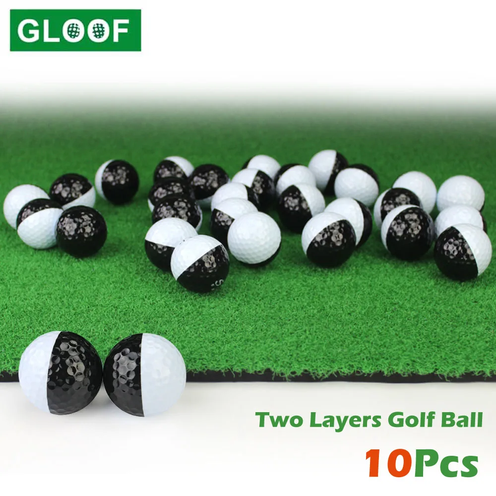 10 шт. резиновые мячи для гольфа из двух слоев высокого Класс Спорт На Открытом Воздухе Игры В Гольф Обучение для матчей и Черный и белый