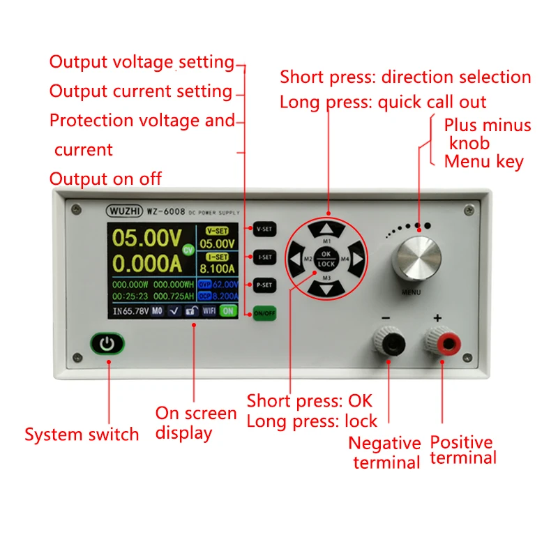 WZ6008 Wi-Fi DIY преобразователь постоянного тока Регулируемый CC CV лабораторный