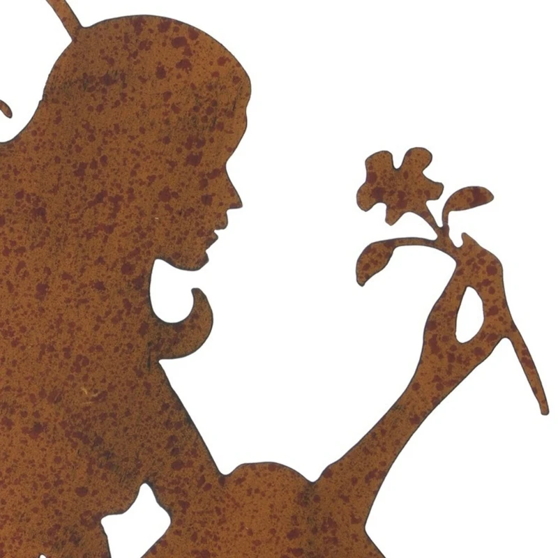 

Rusty Metal Fairy Garden Stake Flowerpot Decoration Art Silhouette Vintage Insert Statues Outdoor Lawn Yard Ornaments