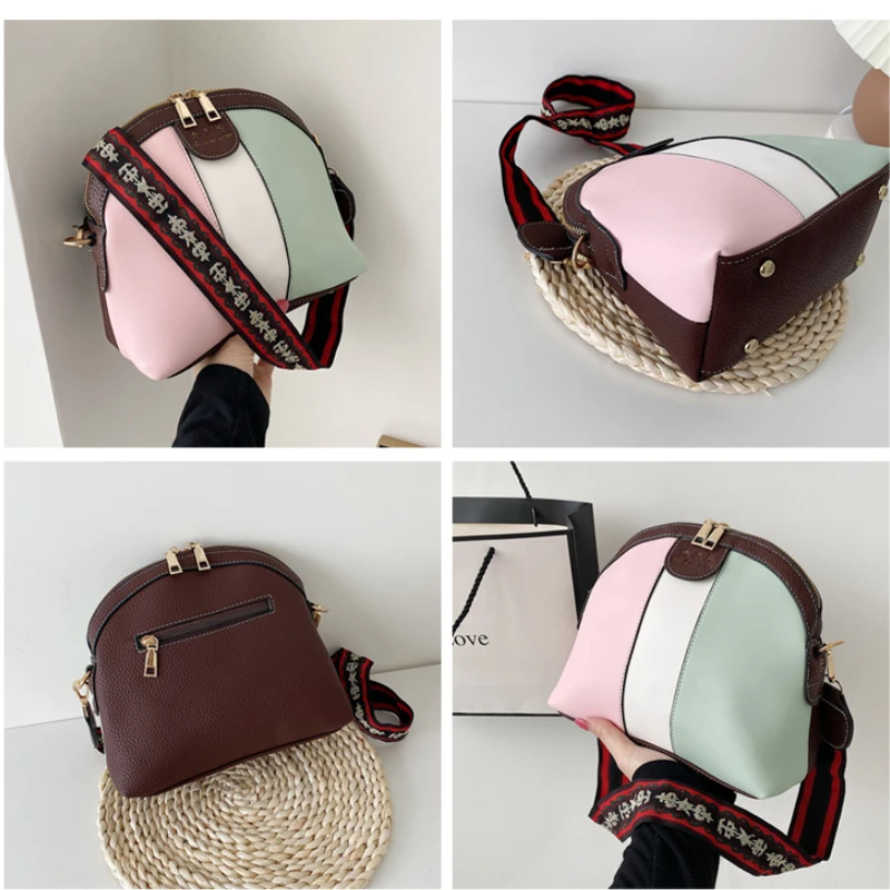 

2021 Luxury Design Women Leather Handbags Fashion Panelled Women Shoulder Bags Female Crossbody Bags Shell Bags