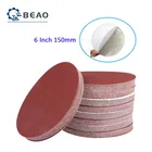 5-20 шт. 6 дюймов 150 мм круглый красный шлифовальный Бумага клеевая подложка Pad Диск сухой песок листы зернистость 60 80 крюк и петля шлифовальные диски