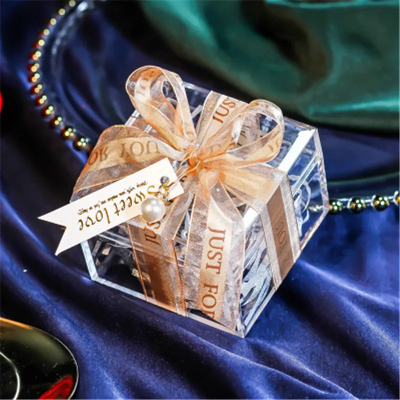 1 шт. пластиковая прозрачная коробка конфет с лентами европейские свадебные