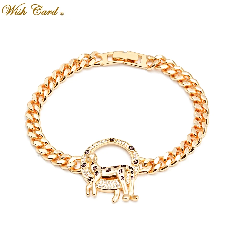 Браслет цепочка Wish Card с микро цирконием в виде лисы и головы очаровательная пара
