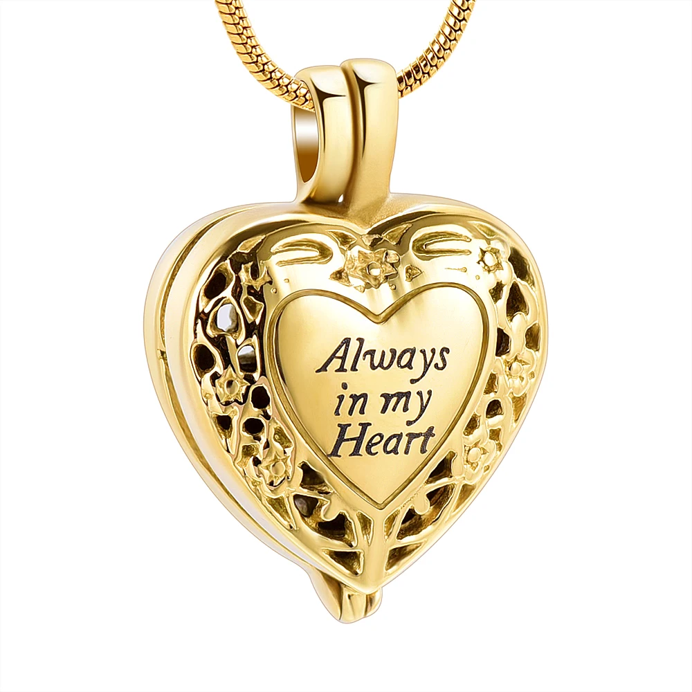 

IJD10060 Always In My Heart Memorial Necklaces For Ashes Stainless Steel Keepsake Cremation Pendant Urn Jewelry