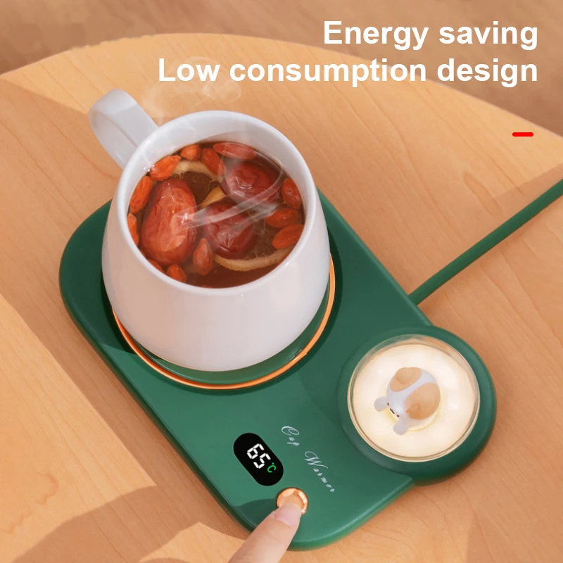 

Heat Coaster 3 Speed Constant Cat Warm Coaster with Digital Display Night Light Winter Office Warmers Smart Coffee Mug Heater
