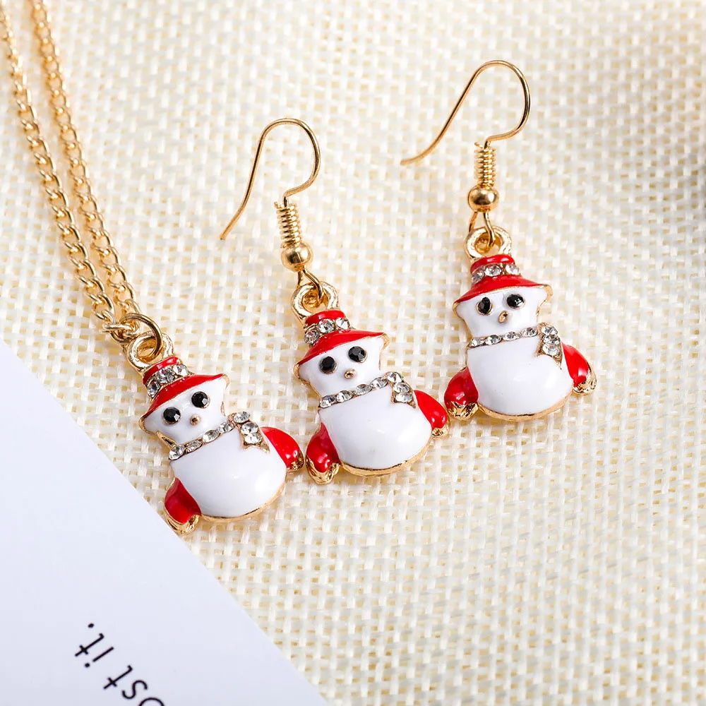Милые рождественские серьги ювелирные изделия красочная эмаль снеговик кулон
