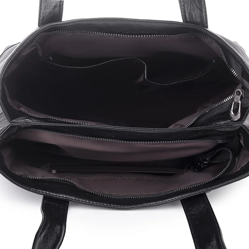 

High Quality Soft PU Leather Shoulder Bags for Women Large Capacity Solid Color Tote Handbags Ladies Simple Vintage Hobos Bag