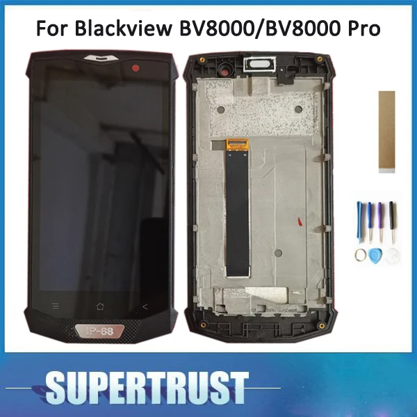 Оригинальный черный сенсорный ЖК-дисплей с рамкой для Blackview BV8000 Pro экран