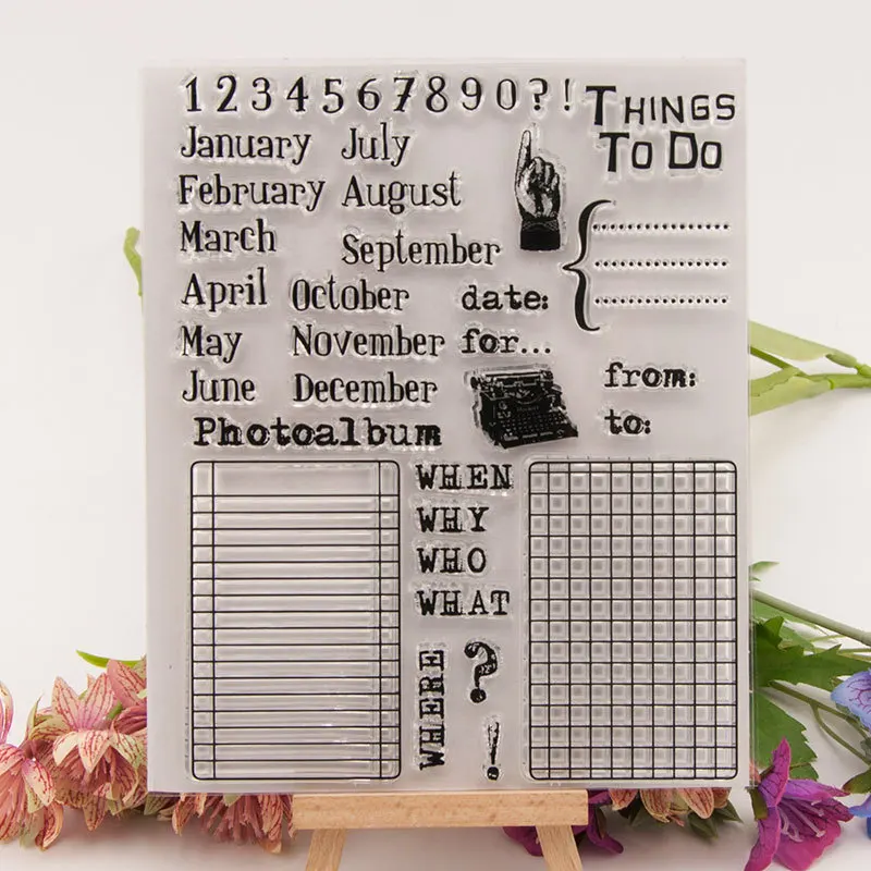 

Calendar Date CLEAR STAMPS Cutting Dies Scrapbook Christmas Card Paper Craft Silicon Rubber Roller Transparent Stamps
