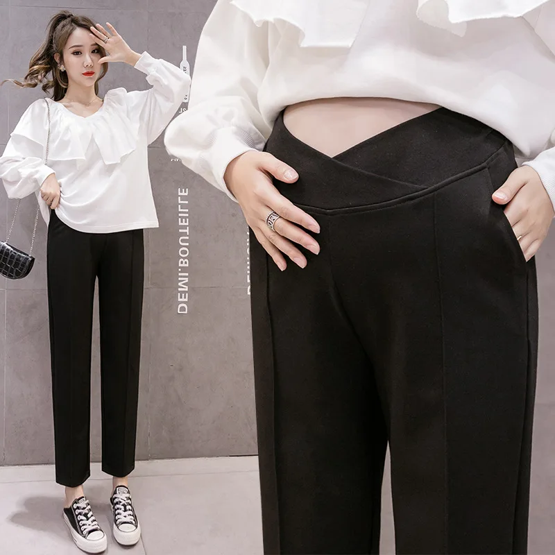 

2020 Autumn Maternity Pants New Casual Fashion Solid Suit Pants for Occupation Pregnant Maternity Straight-leg Work Trousers