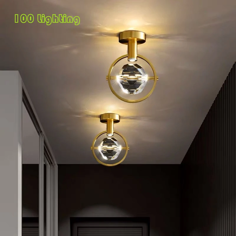 Скандинавские Хрустальные потолочные светильники для спальни коридорные