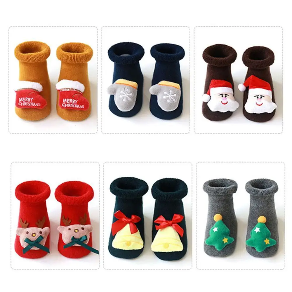 

New Newborn Baby Boys Girls Christmas Floor to Gift Children's Great Socks Step Hot Christmas Baby Anti-Slip Socks B T1S7