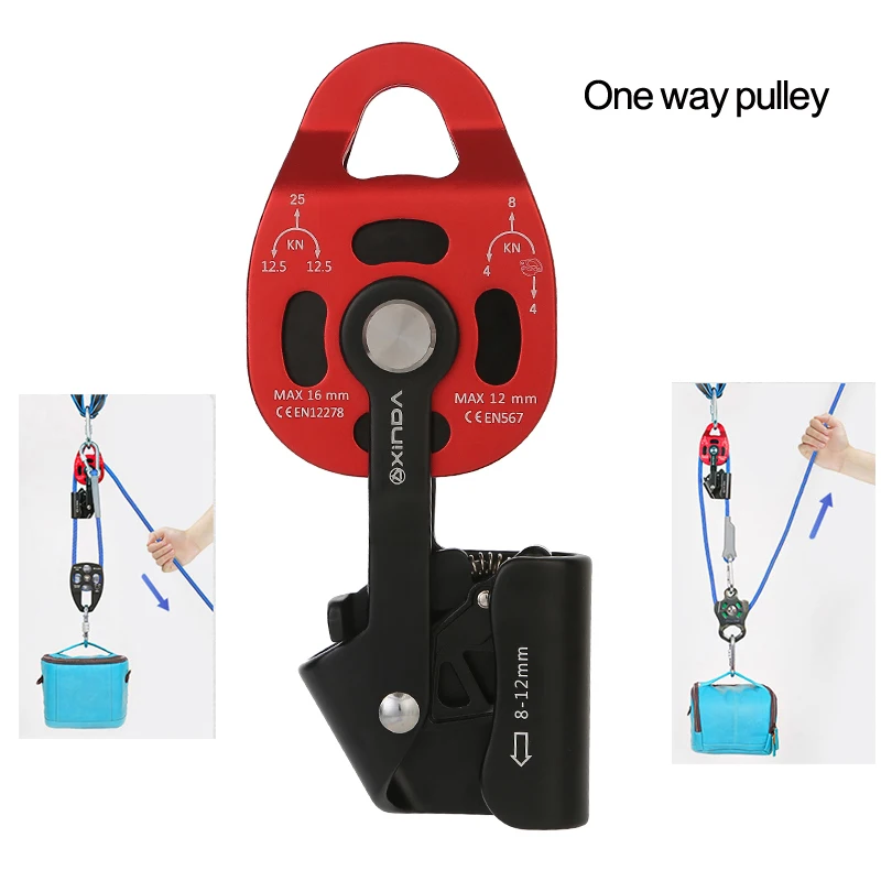 High quality Aluminum alloy with ratchet wheel One-way pulley heavy objects lifting tool Pulley Blocks device ascenders
