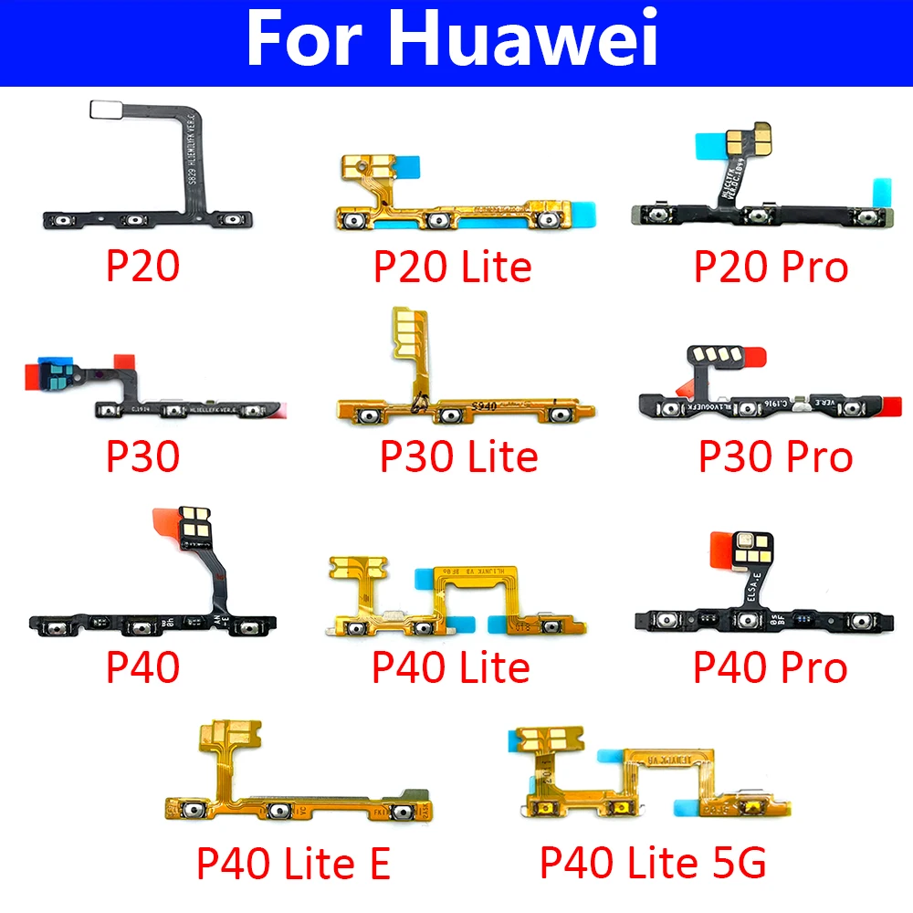 

10 шт./лот, кнопка включения/выключения звука, гибкий кабель-лента для Huawei P8 P9 P10 P20 P30 P40 Lite E 5G Pro Plus 2016