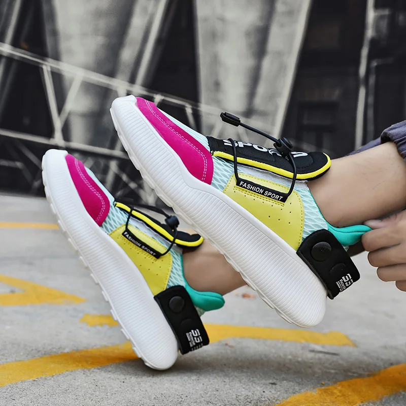 

Fashion Black White Men Shoes Sneakers Slip On Platform Mesh Men Casual Shoes Breathable Outdoor Mens Trainers Zapatillas Hombre