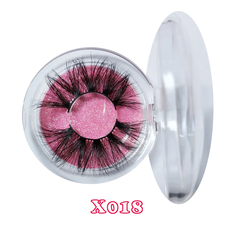 X018-Round box 25 мм макияж ресницы 3D норковые ресницы Заказные Ресницы упаковка пушистые крест накрест драматические норковые Накладные ресницы ручной работы 66 - Цвет: X018-Round box