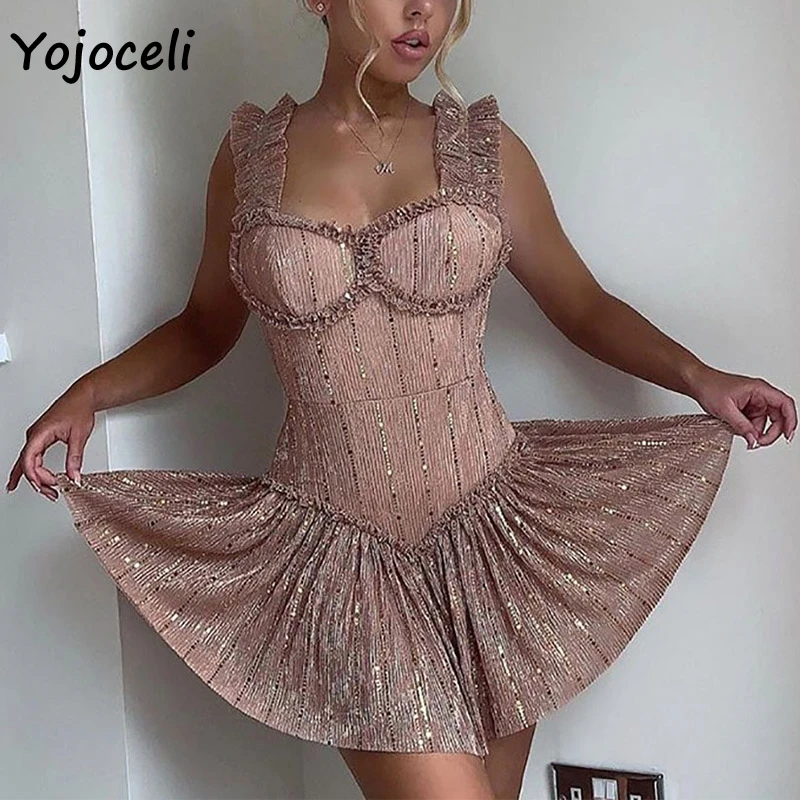 Сексуальное зимнее Клубное Сетчатое платье Yojoceli 2019 с блестками украшенное