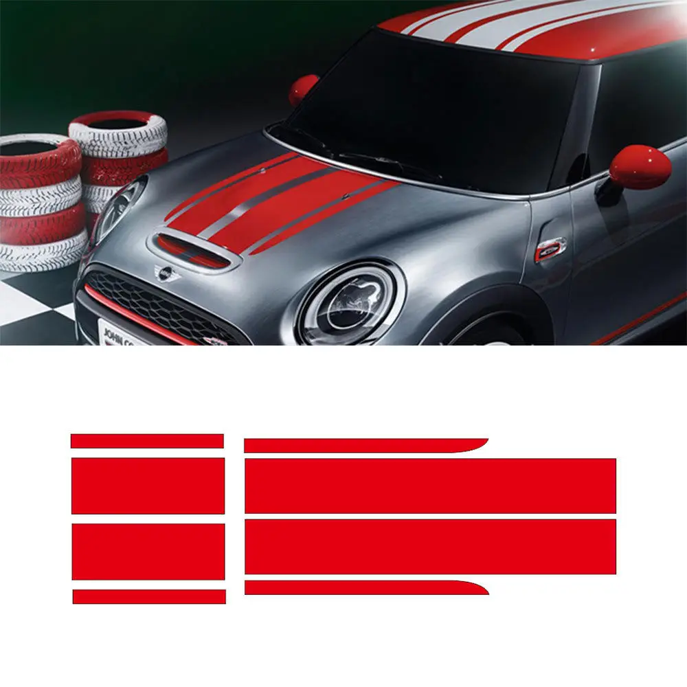 

Hood Rear Trunk Stripes Decal Stickers Car Styling Accessories Stickers for Mini Cooper F56 JCW Only Black and Red