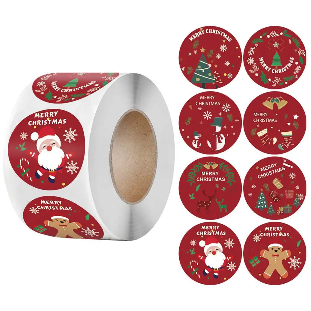 

500pcs Christmas Adhesive Stickers Durable Envelope Seals Sticker For Gift Box Packing Bag Greeting Card Cowhide Label Sticker