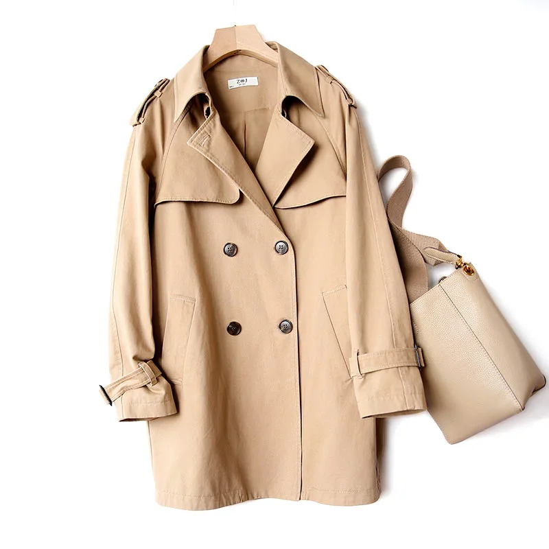 Весенняя японская ветровка женская одежда средней длины для работы пальто