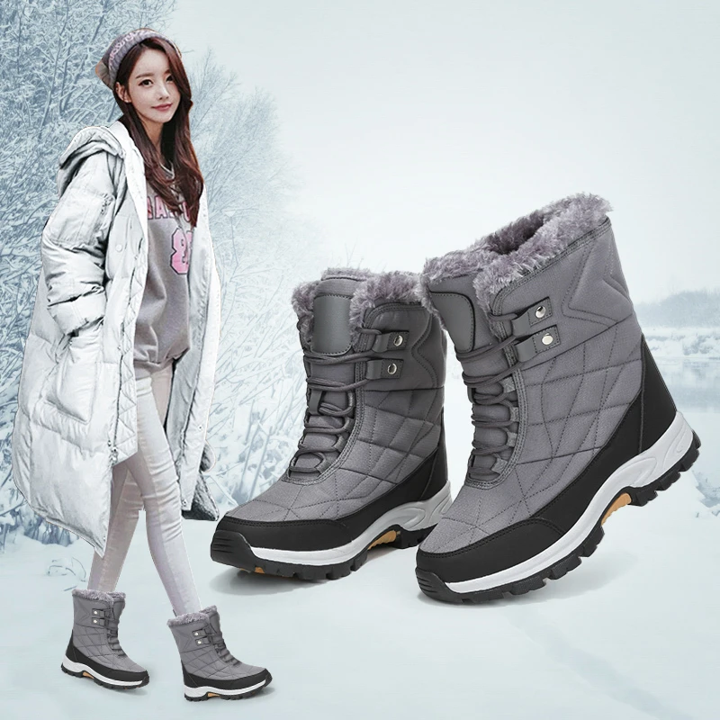 

Женские зимние ботинки, теплые короткие меховые плюшевые зимние ботильоны, женская обувь, Нескользящие и износостойкие зимние ботинки