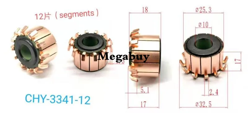 

10*25.3*18mm 12p Copper Bars Alternator Electric Motor Commutator Copper Commutator Armature Commutator