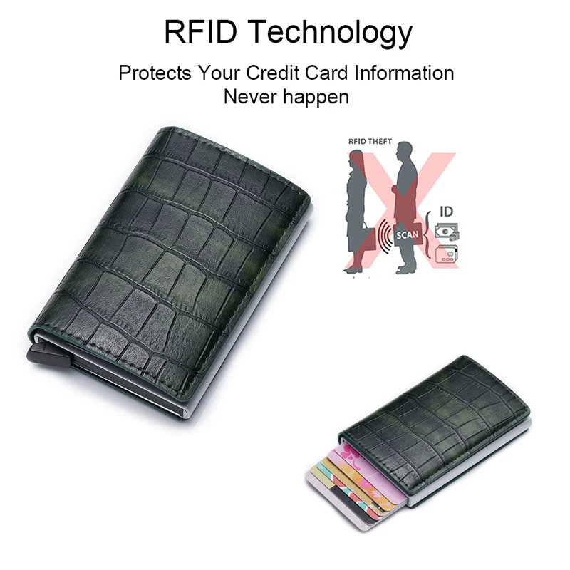DIENQI черные мужские кошельки Винтаж кожаный металлический Rfid Тонкий кошелек мини