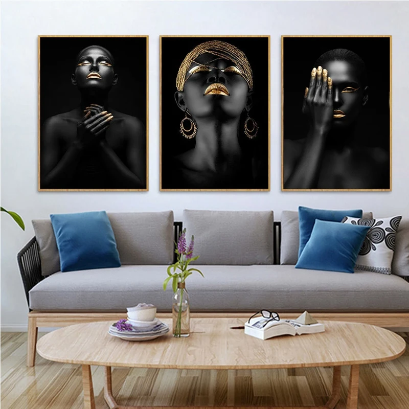 Canvas Painting Africa Black Girl Poster Artwork Home Wall Decor Living Room Pictures 50X70cm | Дом и сад