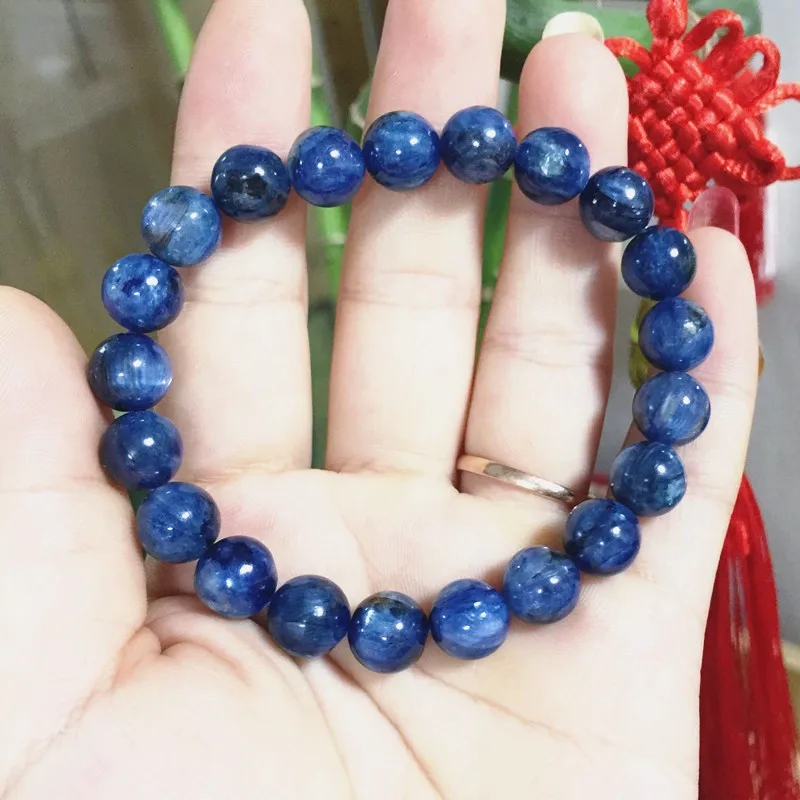 Лидер продаж натуральные бусины кианита женские браслеты 8 мм круглый синий