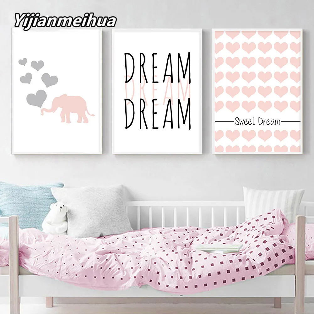Большой Настенный художественный холст Dream постер с принтом слона мультяшная