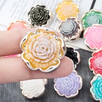 10pcs plastic high foot pearl buttons color flower shaped resin buttons coat style clothing decoration hand sewing buttons