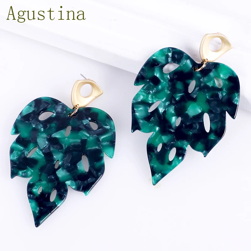 Женские Висячие серьги в форме листа простые богемные из акриловой смолы и