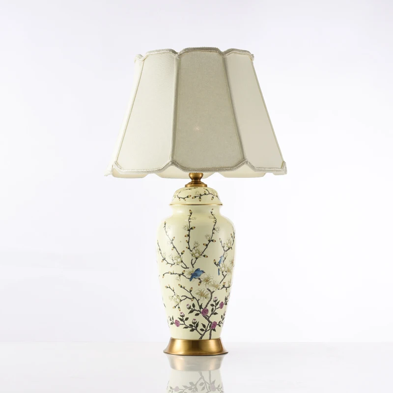 Керамическая Светодиодная настольная лампа в китайском стиле прикроватная для