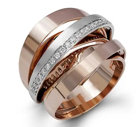 Hainon роскошные розовые золотистые/Серебристые широкие кольца с крестом для